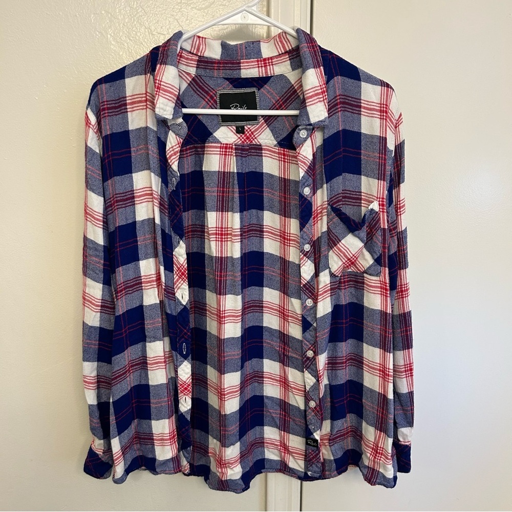 Rails Hunter Plaid Button Down Shirt Red White Blue Size Large